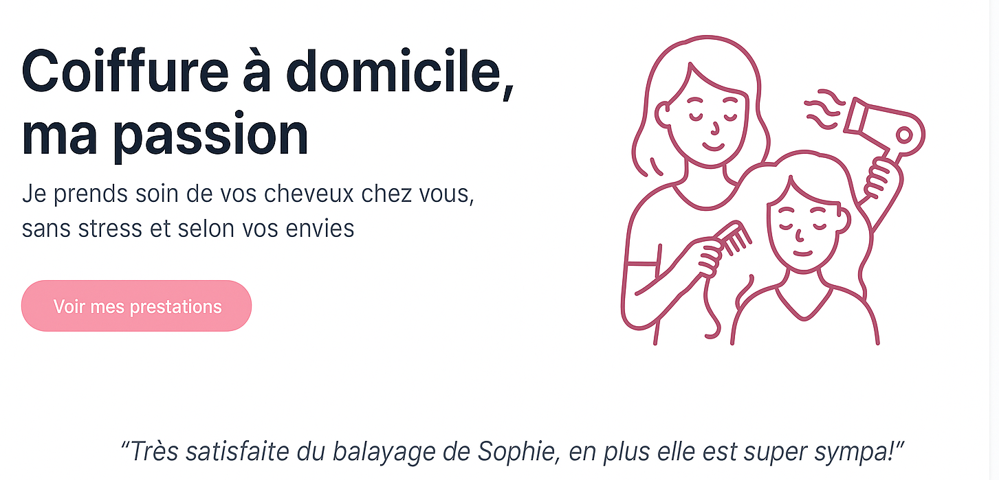 Site vitrine pour coiffeuse à domicile
